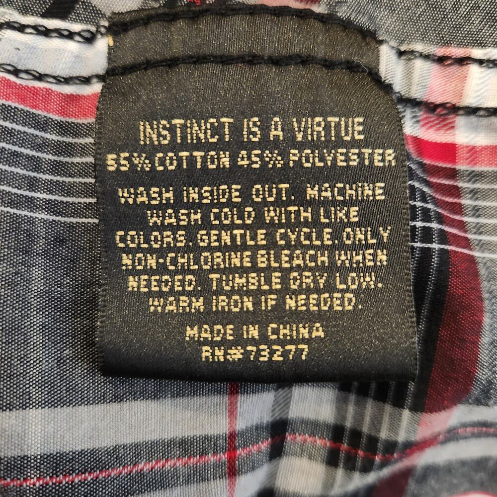 HELIX Athletic Fit Black Grey‎ Red Plaid Streetwear Cowboy Western Mens Medium M - Picture 5 of 12